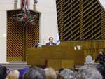 February 6, 2003: Prof Xu Xin speaking in the Shaarey Zedek Synagogue